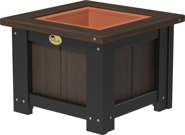 LuxCraft Poly 15" Square Planter (Brazilian Walnut & Black)