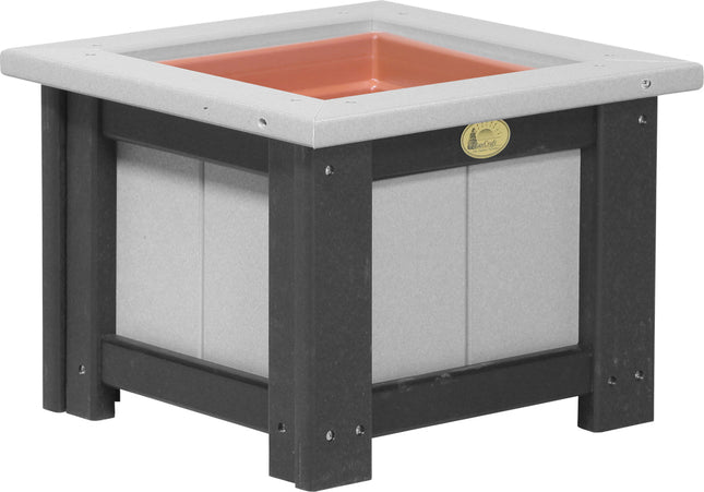 LuxCraft Poly 15" Square Planter (Dove Gray & Black)