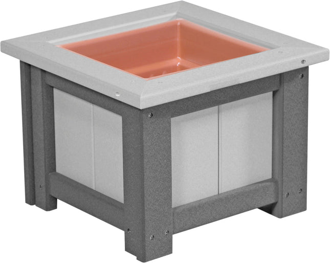 LuxCraft Poly 15" Square Planter (Dove Gray & Slate)
