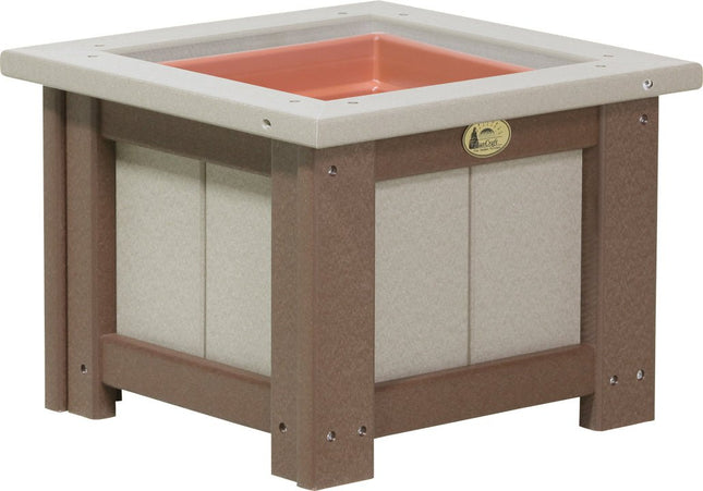 LuxCraft Poly 15" Square Planter (Weatherwood & Chestnut Brown)