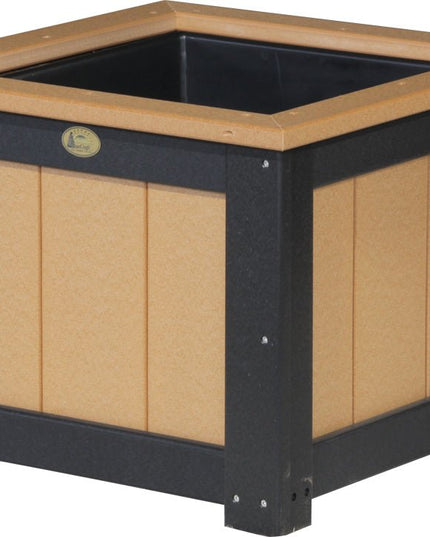 LuxCraft Poly 24" Square Planter (Cedar & Black)