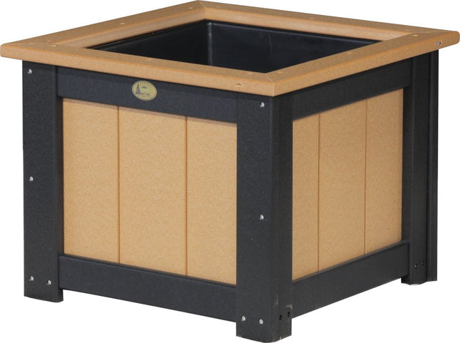 LuxCraft Poly 24" Square Planter (Cedar & Black)