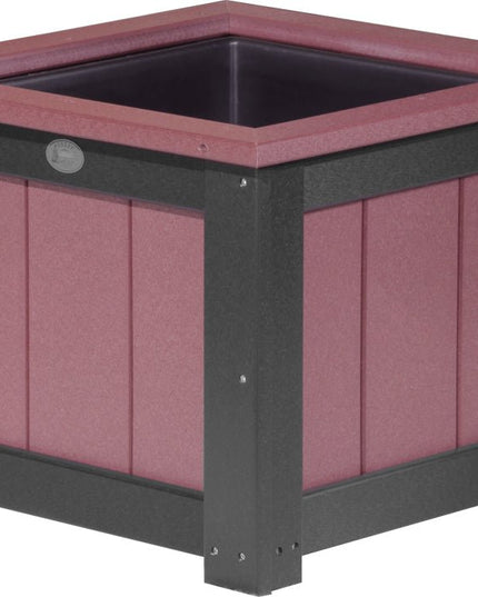LuxCraft Poly 24" Square Planter (Cherrywood & Black)