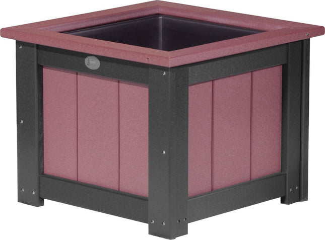 LuxCraft Poly 24" Square Planter (Cherrywood & Black)