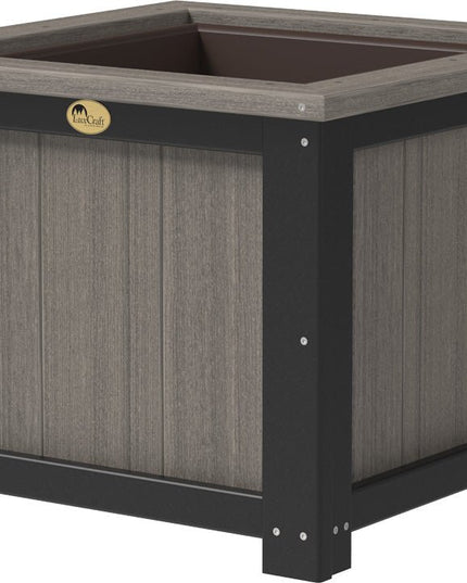 LuxCraft Poly 24" Square Planter (Coastal Gray & Black)