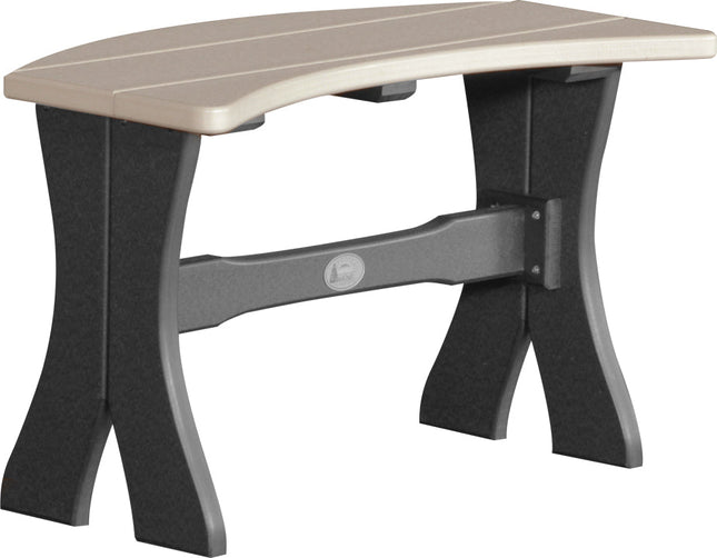 LuxCraft Poly 28" Table  Bench (Weatherwood & Black)