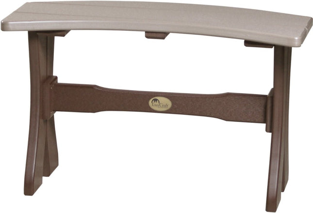 LuxCraft Poly 28" Table  Bench (Weatherwood & Chestnut Brown)