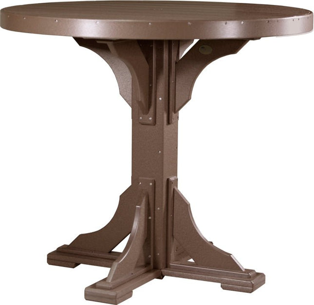 LuxCraft 4' Round Table Chestnut Brown Bar Height