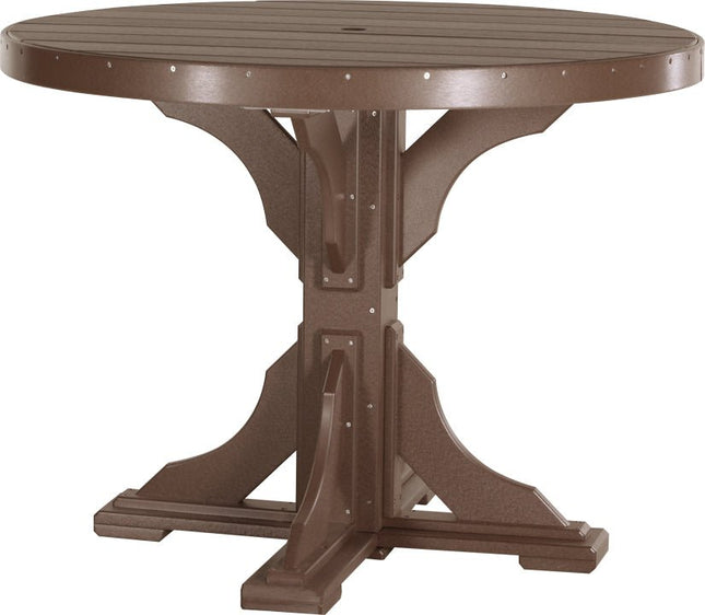 LuxCraft 4' Round Table Chestnut Brown Counter Height