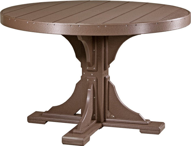 LuxCraft 4' Round Table Chestnut Brown Dining Height