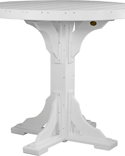 LuxCraft 4' Round Table white bar height.