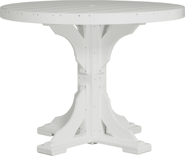 LuxCraft 4' Round Table white counter height.