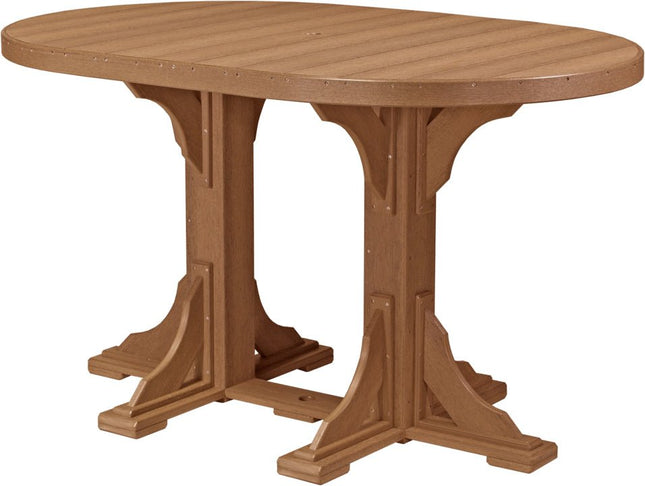 LuxCraft Poly 4 x 6 Oval Table Antique Mahogany Bar Height