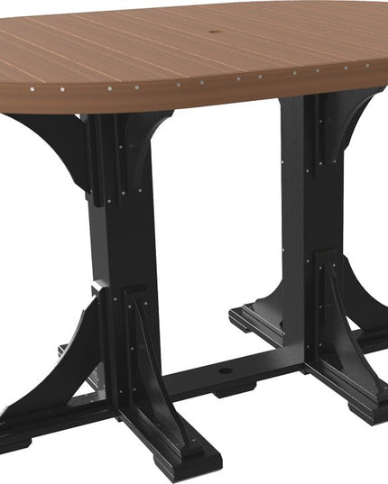 LuxCraft Poly 4 x 6 Oval Table Antique Mahogany & Black Bar Height