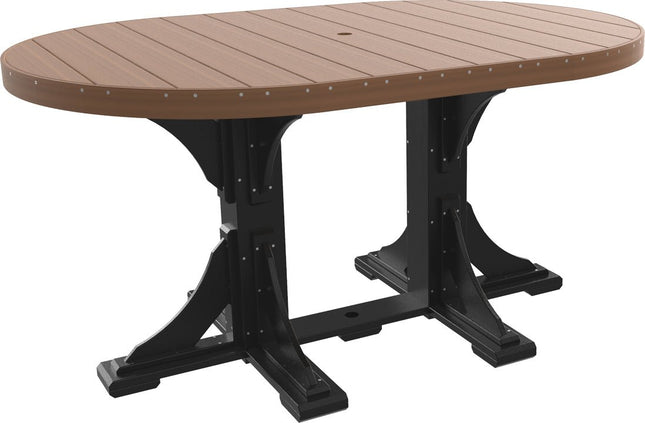 LuxCraft Poly 4 x 6 Oval Table Antique Mahogany & Black Counter Height