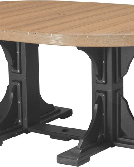 LuxCraft Poly 4 x 6 Oval Table Antique Mahogany & Black Dining Height