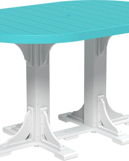 LuxCraft Poly 4 x 6 Oval Table Aruba Blue & White Bar Height