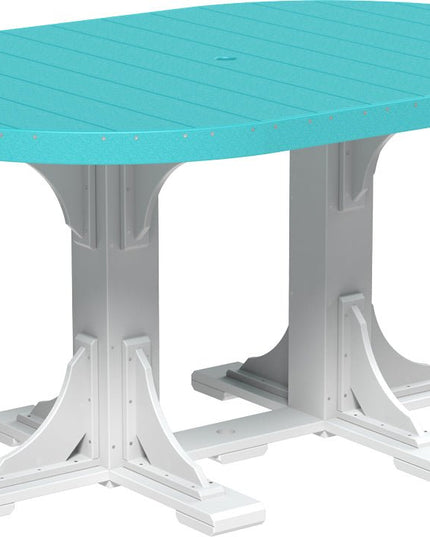 LuxCraft Poly 4 x 6 Oval Table Aruba Blue & White Bar Height