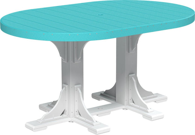 LuxCraft Poly 4 x 6 Oval Table Aruba Blue & White Bar Height