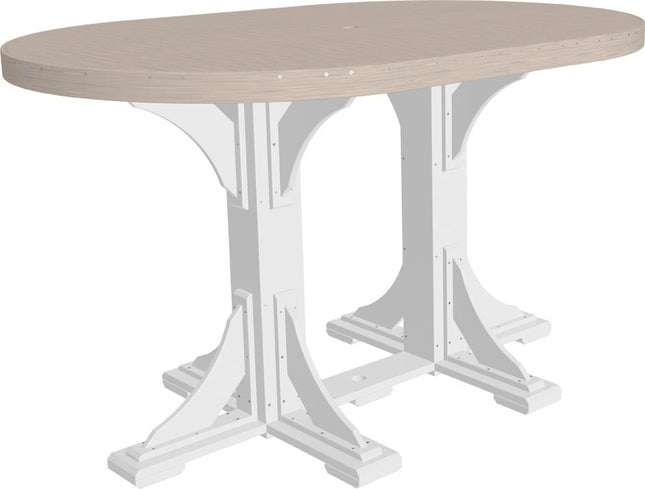 LuxCraft Poly 4 x 6 Oval Table Birch & White Bar Height