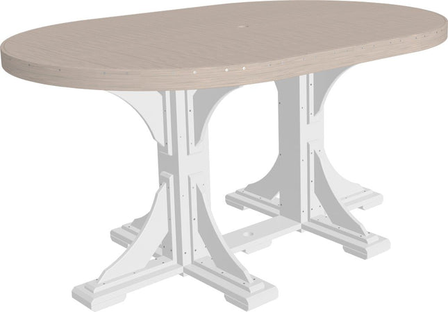 LuxCraft Poly 4 x 6 Oval Table Birch & White Counter Height