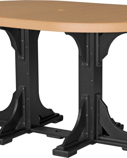 LuxCraft Poly 4 x 6 Oval Table Cedar & Black Bar Height