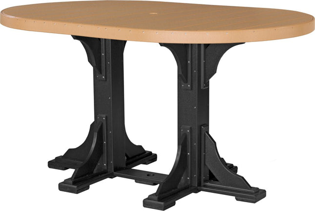 LuxCraft Poly 4 x 6 Oval Table Cedar & Black Bar Height