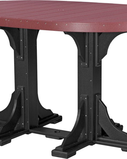 LuxCraft Poly 4 x 6 Oval Table Cherrywood & Black Bar Height
