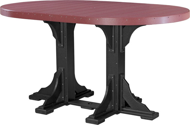 LuxCraft Poly 4 x 6 Oval Table Cherrywood & Black Bar Height