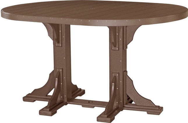 LuxCraft Poly 4 x 6 Oval Table Chestnut Brown Bar Height