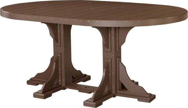 LuxCraft Poly 4 x 6 Oval Table Chestnut Brown Counter Height