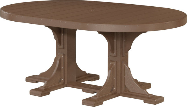 LuxCraft Poly 4 x 6 Oval Table Chestnut Brown Dining Height