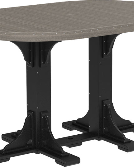 LuxCraft Poly 4 x 6 Oval Table Coastal Gray & Black Bar Height Counter Height