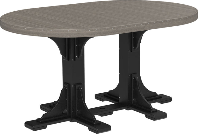 LuxCraft Poly 4 x 6 Oval Table Coastal Gray & Black Counter Height