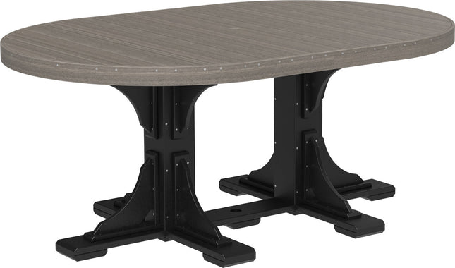 LuxCraft Poly 4 x 6 Oval Table Coastal Gray & Black Dining Height