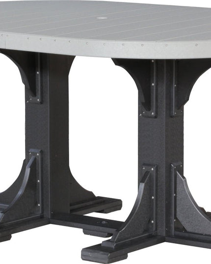 LuxCraft Poly 4 x 6 Oval Table Dove Gray & Black Bar Height