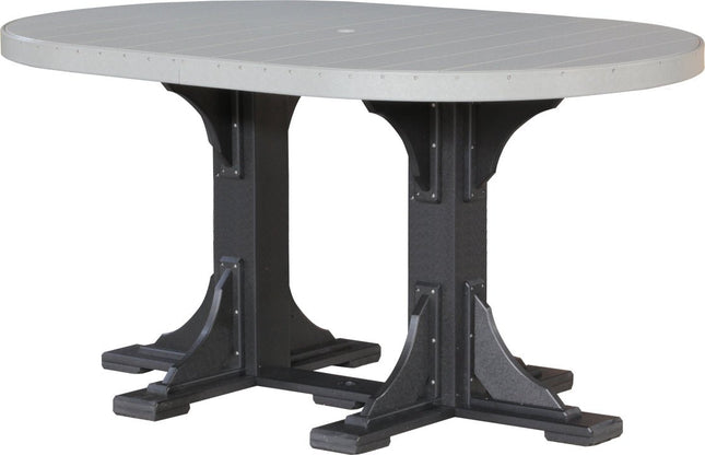 LuxCraft Poly 4 x 6 Oval Table Dove Gray & Black Bar Height