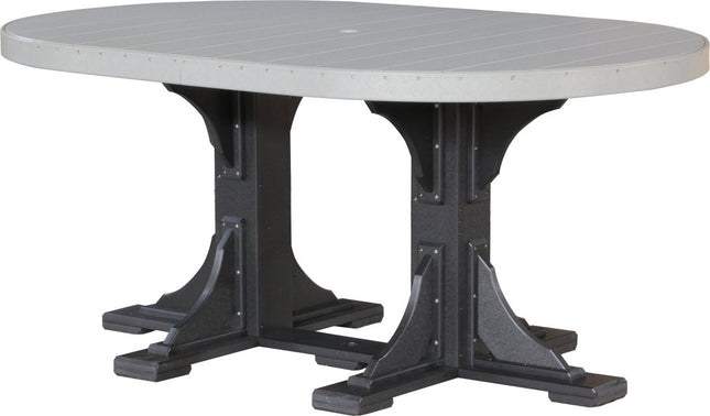 LuxCraft Poly 4 x 6 Oval Table Dove Gray & Black Counter Height