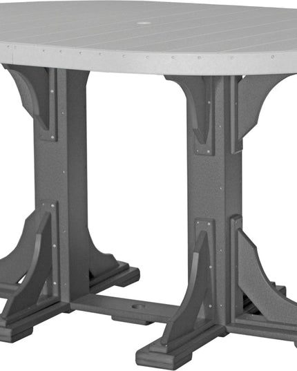 LuxCraft Poly 4 x 6 Oval Table Dove Gray & Slate Bar Height