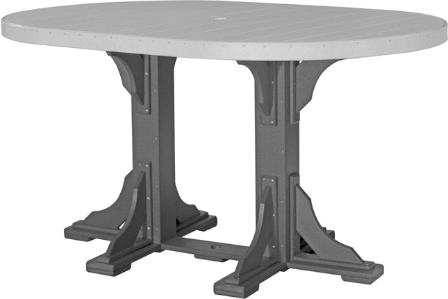LuxCraft Poly 4 x 6 Oval Table Dove Gray & Slate Bar Height