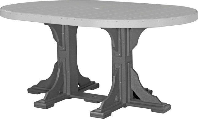 LuxCraft Poly 4 x 6 Oval Table Dove Gray & Slate Counter Height