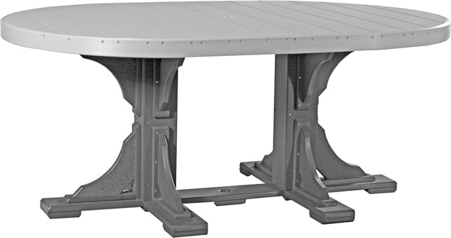 LuxCraft Poly 4 x 6 Oval Table Dove Gray & Slate Dining Height