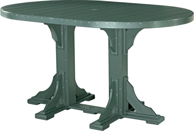 LuxCraft Poly 4 x 6 Oval Table Green Bar Height