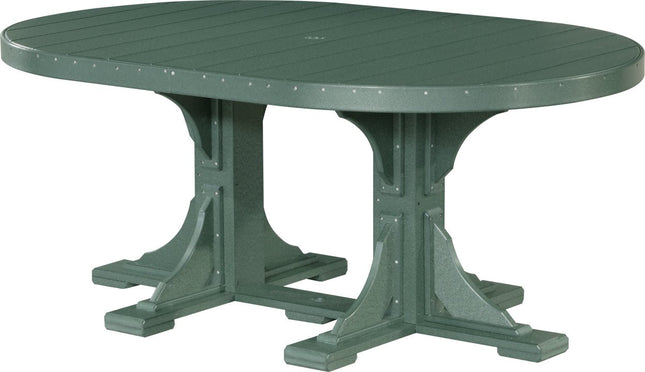 LuxCraft Poly 4 x 6 Oval Table Green Dining Height