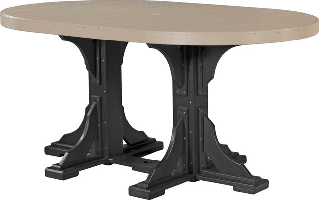 LuxCraft Poly 4 x 6 Oval Table Weatherwood & Black Counter Height
