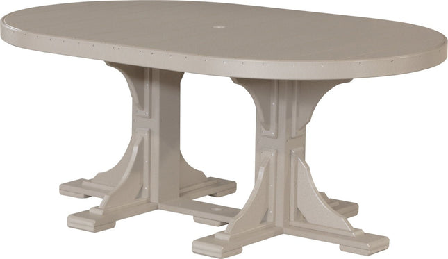 LuxCraft Poly 4 x 6 Oval Table Weatherwood Dining Height