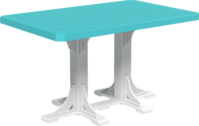 LuxCraft Poly 4x6 Rectangular Table Bar Height (Aruba Blue & White)
