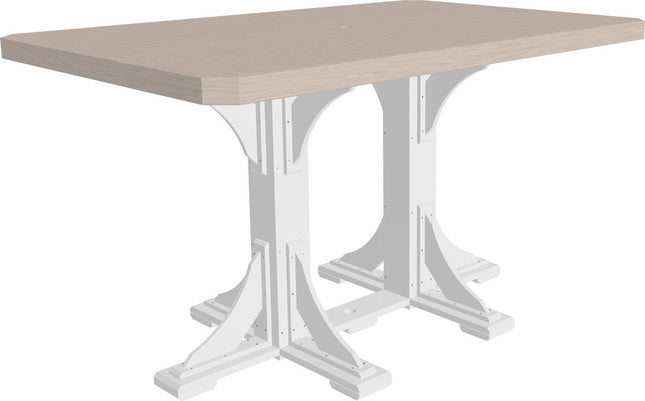 LuxCraft Poly 4x6 Rectangular Table Bar Height (Birch & White)