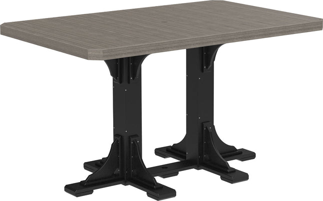 LuxCraft Poly 4x6 Rectangular Table Bar Height (Coastal Gray & Black)