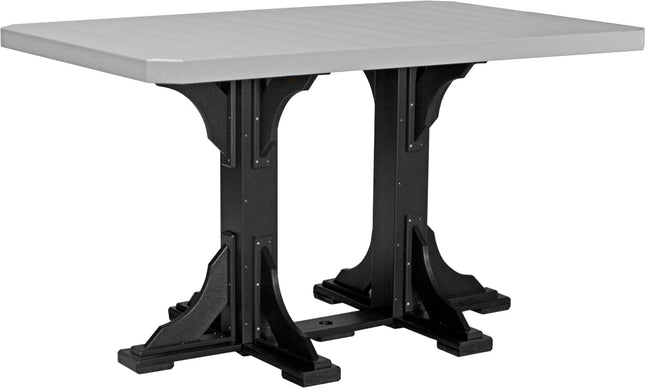 LuxCraft Poly 4x6 Rectangular Table Bar Height (Dove Gray & Black)